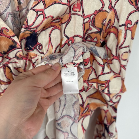 ALC Linen Cottage Milkmaid Long Bell Sleeve Flare Mini Dress - Picture 4 of 5